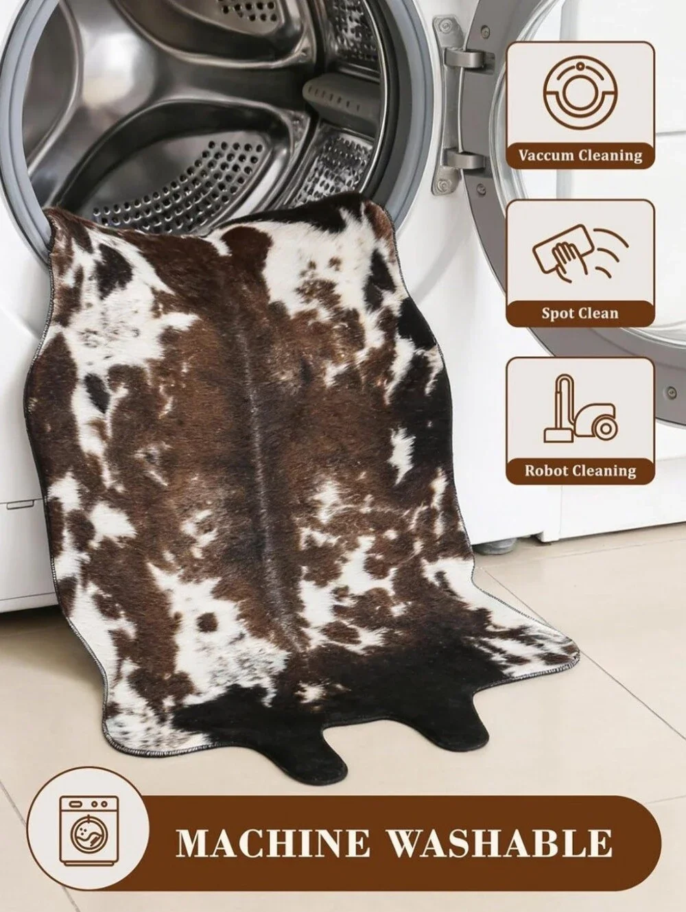 Cow Hide Faux Cowhide Rug: Cow Print Rug for Living Room Bedroom 4.6x5.2 Feet